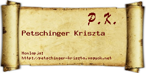 Petschinger Kriszta névjegykártya